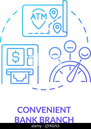 Convenient bank branch blue gradient concept icon Stock Vector