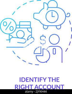 Identify right account blue gradient concept icon Stock Vector
