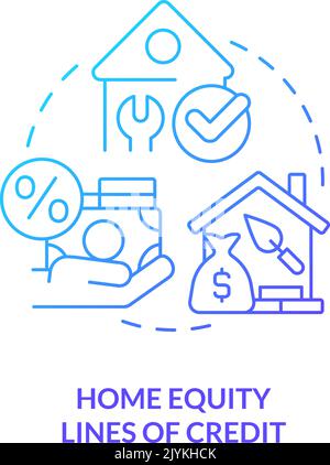 Home equity lines of credit blue gradient concept icon Stock Vector