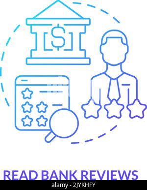 Read bank reviews blue gradient concept icon Stock Vector