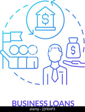 Business loans blue gradient concept icon Stock Vector