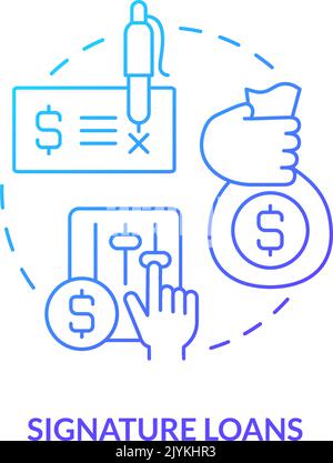 Signature loans blue gradient concept icon Stock Vector