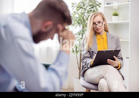 Woman psychologist doctor Stock Photo