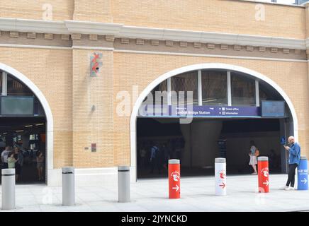 London bridge metro station entrance. Stock Photo