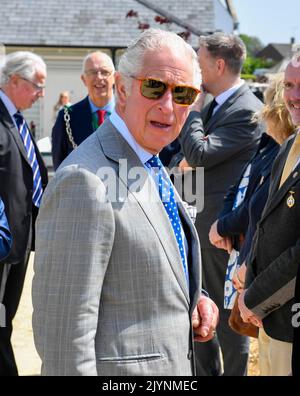 FILE: Poundbury, Dorset, UK.  8th September 2022.  File picture of HRH Prince Charles, Prince of Wales at Poundbury in Dorset on 6th May 2022.  Queen Elizabeth II health is in decline and Prince Charles will become king at her death.  Picture Credit: Graham Hunt/Alamy Live News Stock Photo