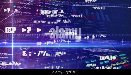 Image of financial data processing on digital screen Stock Photo