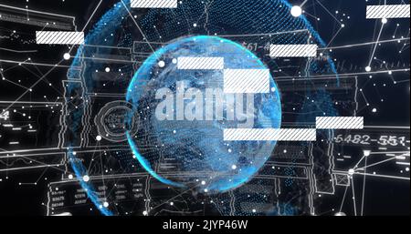 Image of digital data processing and networks over globe Stock Photo