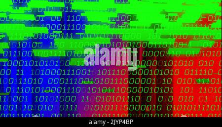 Image of digital data processing over colourful background Stock Photo