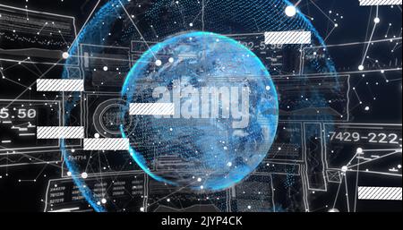 Image of digital data processing and networks over globe Stock Photo