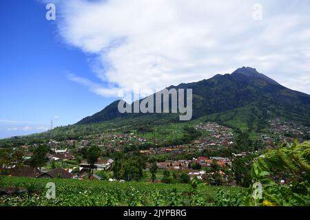 Village on the slope of Merapi volcano in Java Indonesia. Stock Photo