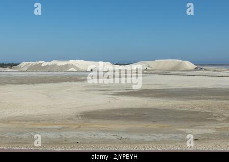 Salt mounds near Aigues Mortes in the Camargue region of South West France Stock Photo