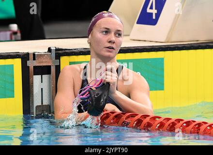 Ariarne Titmus looks on following the Women’s 400m Freestyle Final at ...