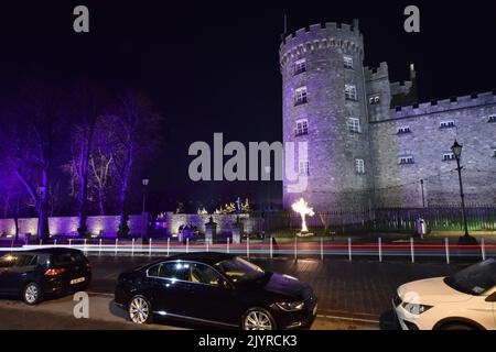 Christmas Lights on Parade, Kilkenny, Ireland Stock Photo