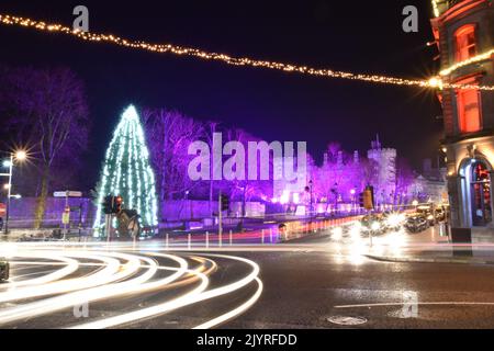 Christmas Lights on Parade, Kilkenny, Ireland Stock Photo