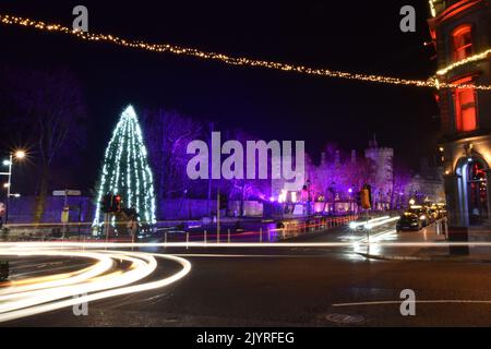 Christmas Lights on Parade, Kilkenny, Ireland Stock Photo