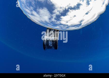 Waste at sea floating below the surface, Azores, Portugal, Atlantic Ocean Stock Photo