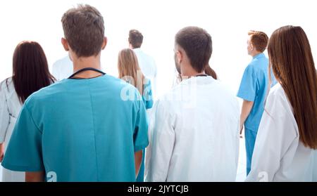 group of diverse doctors looking at the blank screen Stock Photo