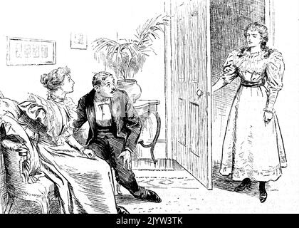 Illustration depicting an interrupted proposal for marriage. Dated 19th Century Stock Photo