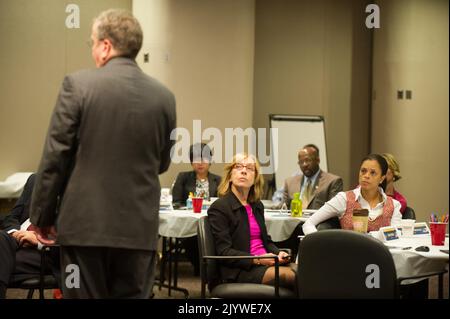 Senior Executive Service (SES) staff meeting, HUD headquarters. Stock Photo