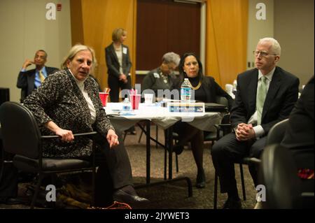 Senior Executive Service (SES) staff meeting, HUD headquarters. Stock Photo