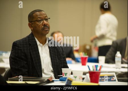 Senior Executive Service (SES) staff meeting, HUD headquarters. Stock Photo