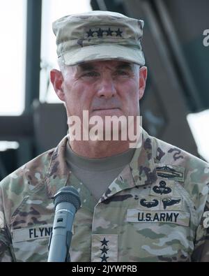 Amami, Japan. 08th Sep, 2022. Gen. Charles A. Flynn, U.S. Army Pacific Commanding General speaks during a press conference at Camp Amami in Amami Oshima Island, Kagoshima-Prefecture, Japan on Thursday, September 8, 2022. Photo by Keizo Mori/UPI Credit: UPI/Alamy Live News Stock Photo