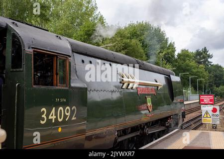 Western Class steam locomotive City of Wells in Eridge station Kent Stock Photo