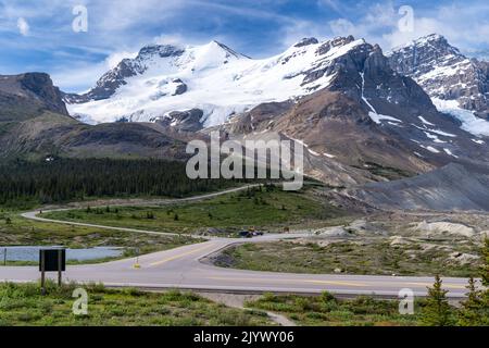 Athabasca Glacier at the Columbia Icefield in Jasper National Park along the Icefields Parkway in Canada Stock Photo