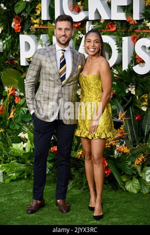 Steven Epprecht, Alexandra Maurer, World Premiere of 'Ticket to Paradise', Odeon Luxe, Leicester Square, London. UK Stock Photo