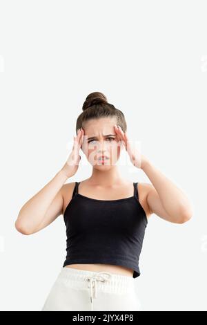 headache frustration feeling despair exhausted Stock Photo