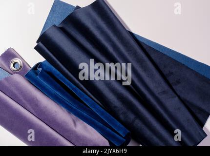 Light Lilac and Pink colors velour textile samples.. Fabric texture background Stock Photo