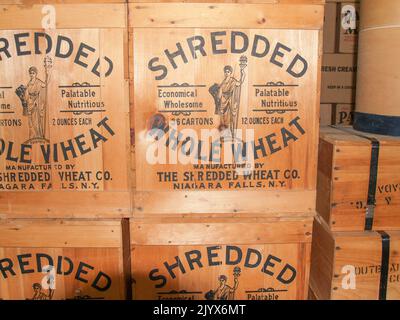 Whitehorse Yukon Territory - August 3 2008; SS Boxes of cargo stacked on board Stock Photo