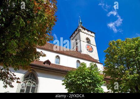 Exterior of Church of St. Johann in Schaffhausen, Switzerland Stock Photo