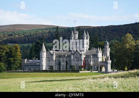 File photo dated 1/10/2021 of Balmoral Castle, in Scotland, which is one of the residences of the Royal family, and where Queen Elizabeth II traditionally spends the summer months. The Queen faced the prospect of becoming Elizabeth I of Scotland or even Elizabeth, Queen of Scots, had the Scottish people voted in 2019 in favour of independence. But Elizabeth II will go down in history as the monarch whose reign escaped the break-up of the 307-year-old Union of which she was sovereign. Issue date: Thursday September 8, 2022. Stock Photo