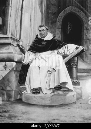 Painting of Saint Thomas Aquinas which took Babara Hearn 2yrs to paint, is hung in the Aquinas academy. April 01, 1953. Stock Photo