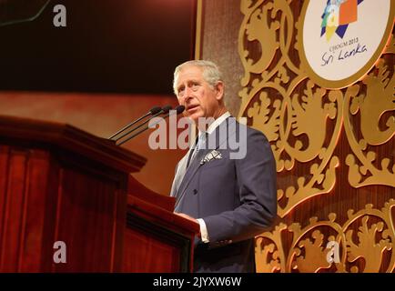 File photo dated 15/11/2013 of the Prince of Wales speaking at the Commonwealth Heads of Government Meeting (CHOGM), at the Nelum Pokuna Theatre in Colombo, Sri Lanka. Issue date: Thursday September 8, 2022. Stock Photo