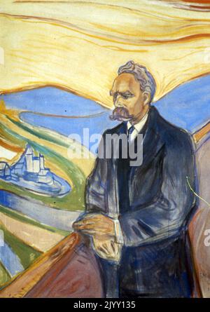 Friedrich Nietzsche, 1906. Oil on canvas, portrait by Edvard Munch. Thielska Galleriet, Stockholm, Sweden. Friedrich Wilhelm Nietzsche (1844 - 1900) was a German philosopher whose work has exerted a profound influence on Western philosophy and modern intellectual history. Stock Photo