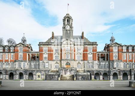 Undated file photo of the Britannia Royal Naval College in Dartmouth, Devon, where the Duke of Edinburgh first met the Queen whilst training as a young naval cadet. The romance of Prince Philip of Greece and Princess Elizabeth sprang out of a summer encounter at the Royal Naval College in Dartmouth in the year of 1939. Philip, who was just 18, was introduced to 13-year-old Elizabeth at the house of the captain of the college, later Admiral Sir Frederick Dalrymple-Hamilton. Issue date: Thursday September 8, 2022. Stock Photo