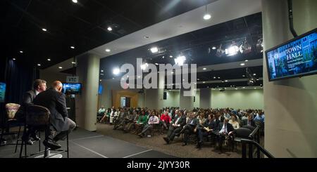 Town Hall Meeting at HUD headquarters, with Secretary Shaun Donovan and Deputy Secretary Maurice Jones presiding. Stock Photo