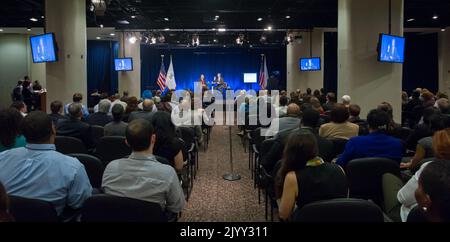 Town Hall Meeting at HUD headquarters, with Secretary Shaun Donovan and Deputy Secretary Maurice Jones presiding. Stock Photo