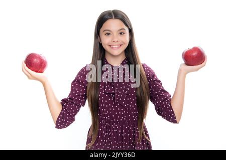 Spring everywhere. spring season fruits. full of vitamins. organic food only. natural and healthy. happy childhood. kid eat apple. child with fruit Stock Photo