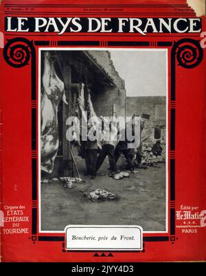 Photograph of a French World war One, Army Butchers store near the front. 1915 Stock Photo