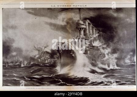 The Battle of the Falkland Islands was a naval action between the British Royal Navy and Imperial German Navy on 8 December 1914, during the First World War in the South Atlantic. The British, after a defeat at the Battle of Coronel on 1 November, sent a large force to track down and destroy the victorious German cruiser squadron Stock Photo