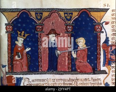 Count of Toulouse Raymond VII submitting to the King of France Louis IX Stock Photo