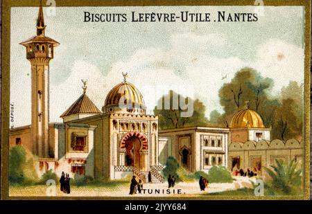 Image of the Lefevre-Utile Biscuit Factory in Nantes; commemorative image of Tunisia. Stock Photo