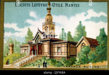 Image of the Lefevre-Utile Biscuit Factory in Nantes; commemorative image of Public Works. Stock Photo