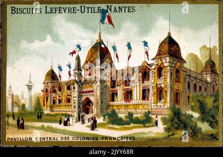 Image of the Lefevre-Utile Biscuit Factory in Nantes; commemorative image of the Central Pavilion of French Colonies. Stock Photo