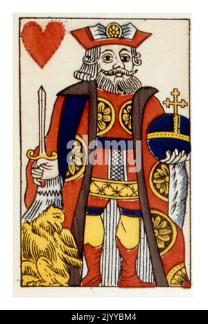 Coloured Illustration of a playing card. 1792. Stock Photo