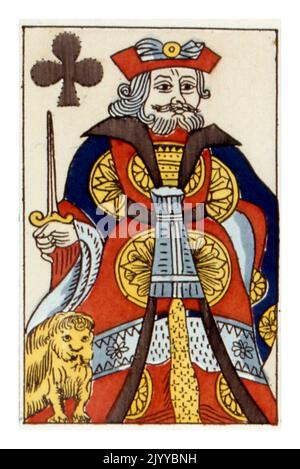 Coloured Illustration of a playing card. 1792. Stock Photo