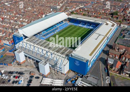 Everton Football Club, Goodison Park Aerial Image. 7th September 2022 Stock Photo